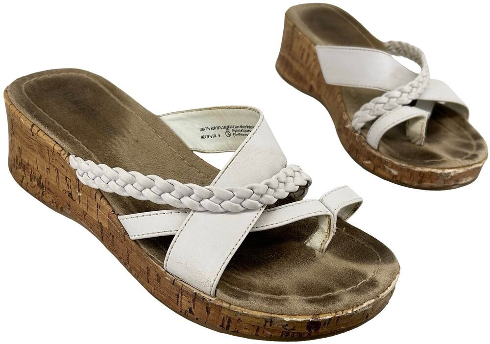 VTG y2k Women's White Lower East Side Platform Chunky Strappy Cork Sandals 7.5M